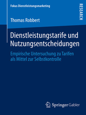 cover image of Dienstleistungstarife und Nutzungsentscheidungen